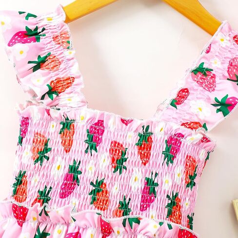 Little Girl Twirl Dress Kids Sleeveless Ruffle Tiered Smocked Dresses Girls Summer Outfits Beach Sundress in Kuwait