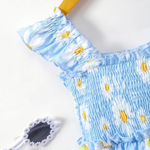 Little Girl Twirl Dress Kids Sleeveless Ruffle Tiered Smocked Dresses Girls Summer Outfits Beach Sundress in Kuwait