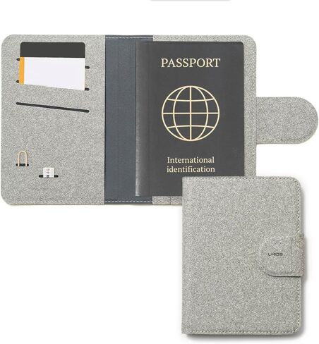 LHiDS Leatherette Passport Holder with RFID Protection, Premium PU Leather, Snap Button Closure, Travel Passport Wallet Cover for Passport, Boarding Passes, Business Cards, Cash (Classic Brown) in Saudi Arabia