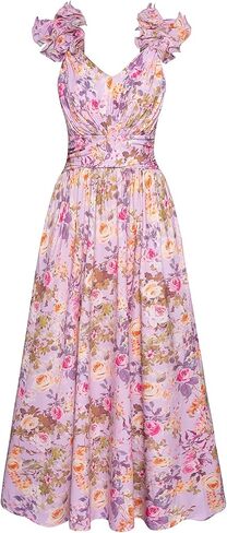 GRACE KARIN 2025 Women's Summer Floral Print Dress Sleeveless Casual Flowy Sundress A Line Ruffle Wedding Guest Outfit in Saudi Arabia