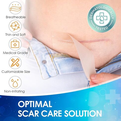 Silicone Scar Tape, Medical Grade Silicone Scar Sheets for Surgical Scars, Soft & Flexiable Size Silicone Strips for C Section, Keloid, Tummy Tuck, Burn, 1.6" X 60" Roll in Kuwait