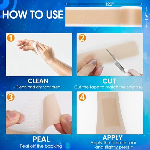 Silicone Scar Tape, Medical Grade Silicone Scar Sheets for Surgical Scars, Soft & Flexiable Size Silicone Strips for C Section, Keloid, Tummy Tuck, Burn, 1.6" X 60" Roll in Kuwait