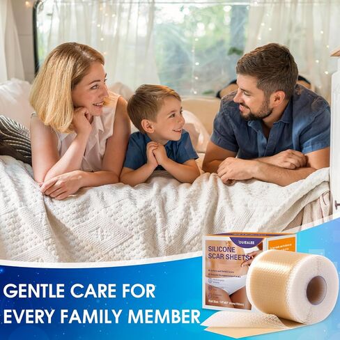 Silicone Scar Tape, Medical Grade Silicone Scar Sheets for Surgical Scars, Soft & Flexiable Size Silicone Strips for C Section, Keloid, Tummy Tuck, Burn, 1.6" X 60" Roll in Kuwait