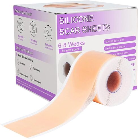 Silicone Scar Tape,Silicone Scar Sheets,Scar Tape For Surgical Scars,Silicone Scar Removal Strips For Surgical,C-Section,Tummy Tuck,Keloid Scars(1.6"X 60" Roll-1.5M) Keloid Bump Removal in Saudi Arabia