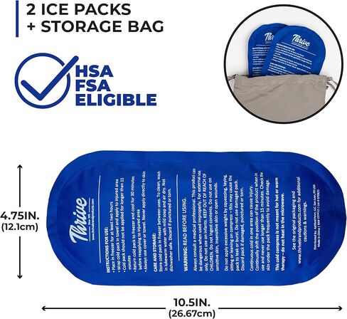 Thrive Reusable Gel Ice Packs for Injuries, Set of 2 – FSA HSA Approved Cold Compress for Knee, Shoulder, Ankle, Wrist, Neck, and Back Pain Relief – Soft & Flexible - Ice Pack in Saudi Arabia
