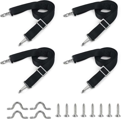 2PCS Bimini Top Straps with Heavy Duty Stainless Steel Double Snap Hook,Bimini Straps for Boats Adjustable 33.5"- 60",Marine Awning Webbing Straps,Boat Canopy Nylon Straps (Include Pad Eye and Screws) in Saudi Arabia