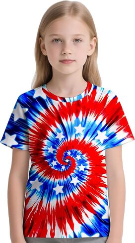 Kids Tie Dye T-Shirt,Children Hippies Senior Tie Dye Tee Tshirt for Boys Girls in Saudi Arabia
