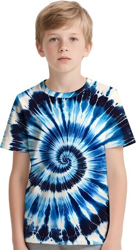 Kids Tie Dye T-Shirt,Children Hippies Senior Tie Dye Tee Tshirt for Boys Girls in Saudi Arabia