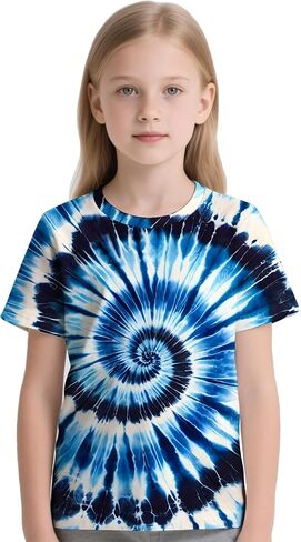 Kids Tie Dye T-Shirt,Children Hippies Senior Tie Dye Tee Tshirt for Boys Girls in Saudi Arabia