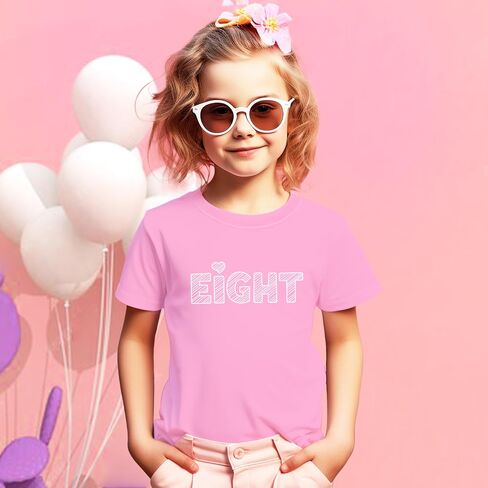 8th Birthday Shirt Girls 8 Years Old Eight Outfit Eighth Tshirt Gift Girls top 8 Heart tee in Kuwait