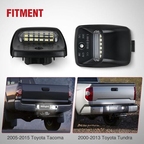 Nilight License Plate Lights Compatible with 2005 2006 2007 2008 2009 2010 2011 2012 2013 2014 2015 Toyota Tacoma 2000-2013 Tundra Black Housing 6000K White 2PCS Pack in Saudi Arabia