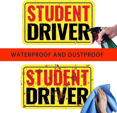 2 Pack Student Driver Magnet & New Driver Car Magnet - Removable Reflective Stickers No Residue, Essential Safety Stickers for Cars, Magnetic Decal (Red/Black-Student) in Saudi Arabia