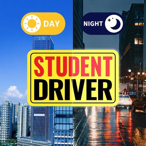 2 Pack Student Driver Magnet & New Driver Car Magnet - Removable Reflective Stickers No Residue, Essential Safety Stickers for Cars, Magnetic Decal (Red/Black-Student) in Saudi Arabia