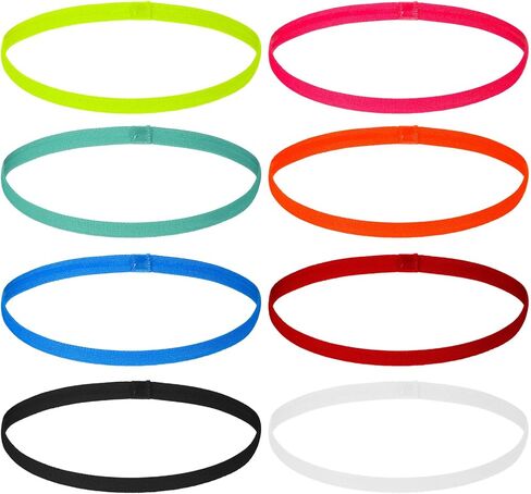 simarro 8Pcs Elastic Headbands for Women, Thin Elastic Sports Headbands Stretchy Skinny Non-Slip Athletic Hair Bands for Women Men Workout Running in Saudi Arabia