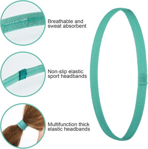 simarro 8Pcs Elastic Headbands for Women, Thin Elastic Sports Headbands Stretchy Skinny Non-Slip Athletic Hair Bands for Women Men Workout Running in Saudi Arabia