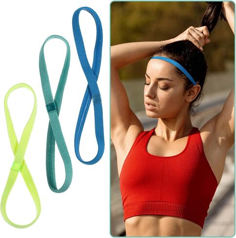 simarro 8Pcs Elastic Headbands for Women, Thin Elastic Sports Headbands Stretchy Skinny Non-Slip Athletic Hair Bands for Women Men Workout Running in Saudi Arabia