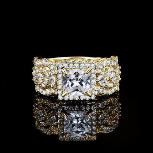 JewelryPalace Princess Cut 1.5ct Cubic Zirconia Engagement Rings for Women, 925 Sterling Silver 14K Gold Promise Ring for her, Infinitiy Twist Simulated Diamond Anniversary Wedding Band Bridal Sets in Saudi Arabia