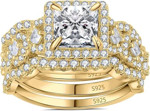 JewelryPalace Princess Cut 1.5ct Cubic Zirconia Engagement Rings for Women, 925 Sterling Silver 14K Gold Promise Ring for her, Infinitiy Twist Simulated Diamond Anniversary Wedding Band Bridal Sets in Saudi Arabia