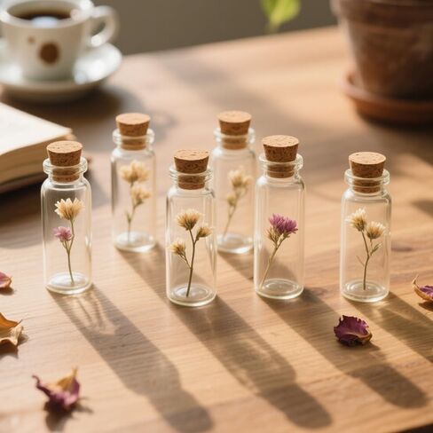 10ml 24 pcs Small Glass Bottles With Corks, USP Type 1 Class A Mini Clear Glass Vials With Corks Stoppers DIY Art Craft Storage Small Jars With Cork Lids for Home and Holiday Party Decoration in Saudi Arabia