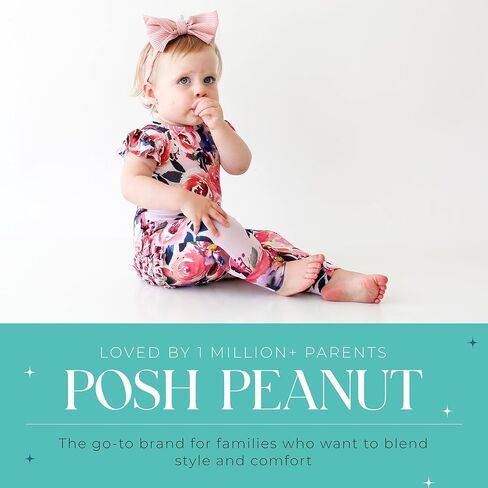 Posh Peanut Baby Girl Pajamas – Ruffled Cap Sleeve Romper PJs – Soft Viscose from Bamboo One-Piece for Babies & Toddlers in Saudi Arabia