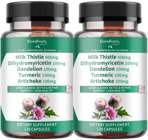 Liver Cleanse Detox & Repair - Strength Milk Thistle 30X Extract - Standardized and Concentrated 80% Silymarin w/Vitamin,95% curcuminoids & 17+Liver Health Nutrients to Revive & Thrive in Kuwait