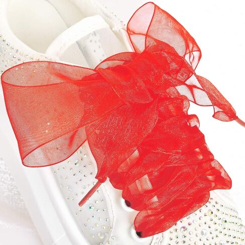 Booyckiy Ribbon Shoe Laces for Women, 4cm Wide Fashion Sheer Tulle Shoelaces for Sneakers in Saudi Arabia