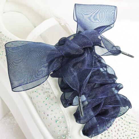 Booyckiy Ribbon Shoe Laces for Women, 4cm Wide Fashion Sheer Tulle Shoelaces for Sneakers in Saudi Arabia
