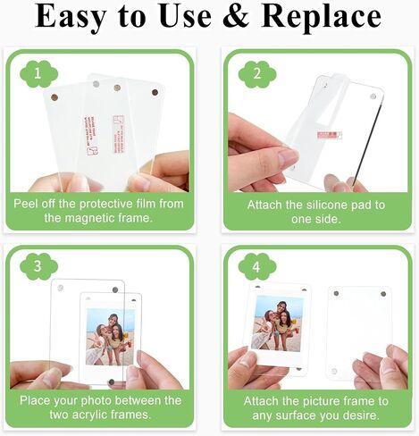 12 Packs Acrylic Magnetic Picture Frames, 2.36 x 3.54 Inch Photo Magnets for Refrigerator with 6PCS Cloud Magnets for Fujifilm Instax Mini Instant Photos Reusable Double Sided Picture Display in Saudi Arabia