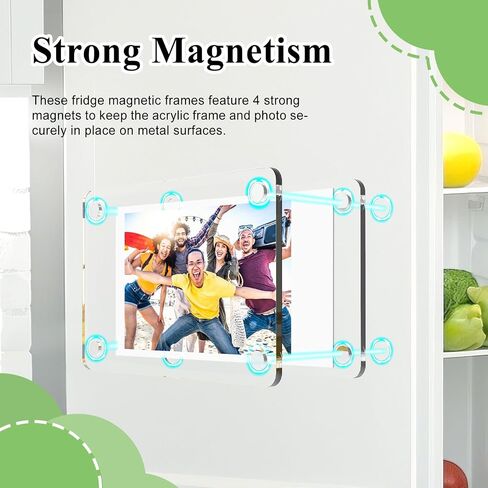 12 Packs Acrylic Magnetic Picture Frames, 2.36 x 3.54 Inch Photo Magnets for Refrigerator with 6PCS Cloud Magnets for Fujifilm Instax Mini Instant Photos Reusable Double Sided Picture Display in Saudi Arabia