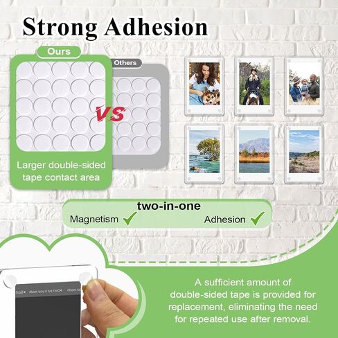 12 Packs Acrylic Magnetic Picture Frames, 2.36 x 3.54 Inch Photo Magnets for Refrigerator with 6PCS Cloud Magnets for Fujifilm Instax Mini Instant Photos Reusable Double Sided Picture Display in Saudi Arabia