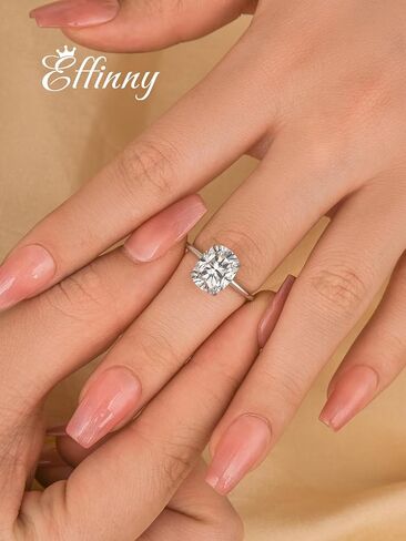 3.5CT وسادة ممدود قطع خاتم الخطوبة مويسانيت ، وضوح أصلي اللون VVS1 ، 925 Sterling Silver Solitaire Promise For Wedding ، Daily ، Travel ، Party in Kuwait