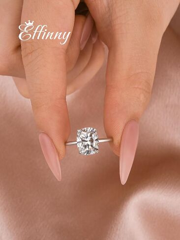 3.5CT وسادة ممدود قطع خاتم الخطوبة مويسانيت ، وضوح أصلي اللون VVS1 ، 925 Sterling Silver Solitaire Promise For Wedding ، Daily ، Travel ، Party in Kuwait