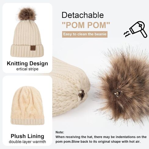Winter Hats for Women Beanie Hat Scarf Set Warm Touchscreen Gloves Knitted Long Scarfs Beanie with Pom Gifts in Saudi Arabia