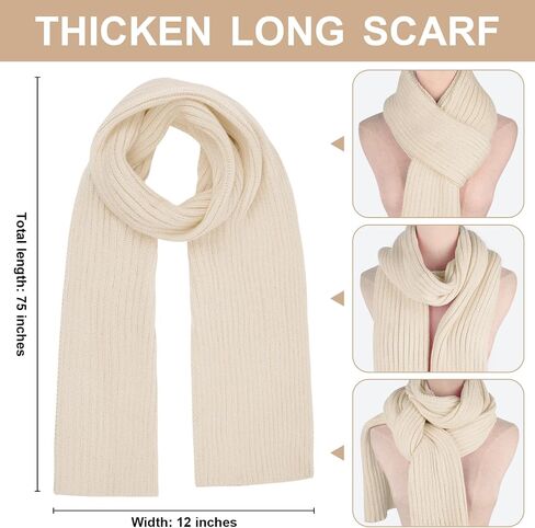 Winter Hats for Women Beanie Hat Scarf Set Warm Touchscreen Gloves Knitted Long Scarfs Beanie with Pom Gifts in Saudi Arabia