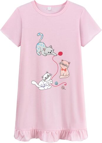 DDSOL Toddler Girl Nightgown Short Sleeve Sleepwear Kid Summer Lace Nightie Sleepshirt Nightdress Pajamas 4-10 Year in Saudi Arabia