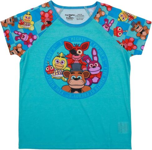 Bioworld Five Nights At Freddy's Character Print Youth Girl's Raglan T-shirt & Lounge Shorts Sleep Set in Saudi Arabia