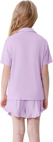 Schbbbta Girls Pajamas Set 2 Piece Button Down Pjs Soft Ruffle Sleepwear Loungewear in Saudi Arabia