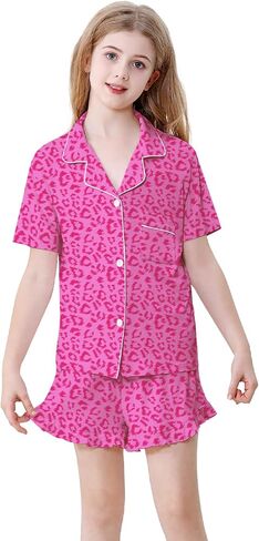 Schbbbta Girls Pajamas Set 2 Piece Button Down Pjs Soft Ruffle Sleepwear Loungewear in Saudi Arabia