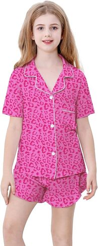 Schbbbta Girls Pajamas Set 2 Piece Button Down Pjs Soft Ruffle Sleepwear Loungewear in Saudi Arabia