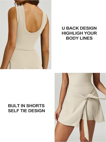 Tennis Dress for Women Sleeveless High Neck Workout Romper Built in Shorts Golf Athletic Dress in Kuwait