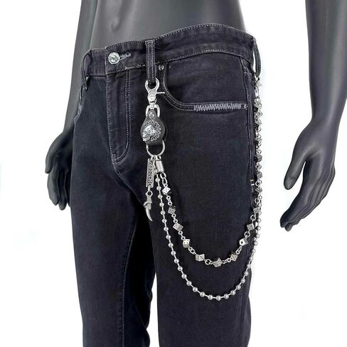 Men Bicycle Strong Heavy Punk Rocker Biker Jeans Pants Chain Studs Keel Key Chain Mens Wallet Chain in Kuwait