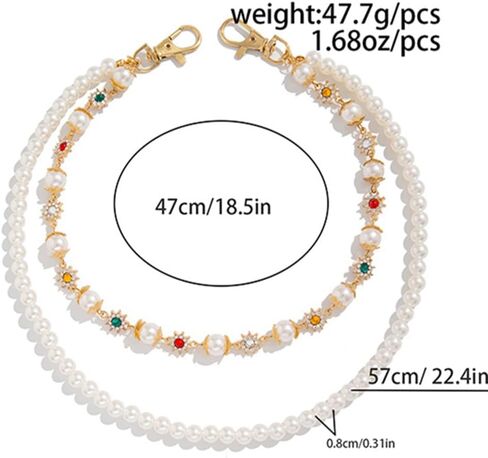 Layered Pants Wallet Chain for Men Women Trendy Vintage Flower Pearl Rhinestone Wallet Chain Dainty Fashion Street Jeans Punk Keychain Jewelry Clothing Accessories in Kuwait