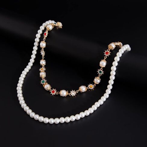 Layered Pants Wallet Chain for Men Women Trendy Vintage Flower Pearl Rhinestone Wallet Chain Dainty Fashion Street Jeans Punk Keychain Jewelry Clothing Accessories in Kuwait
