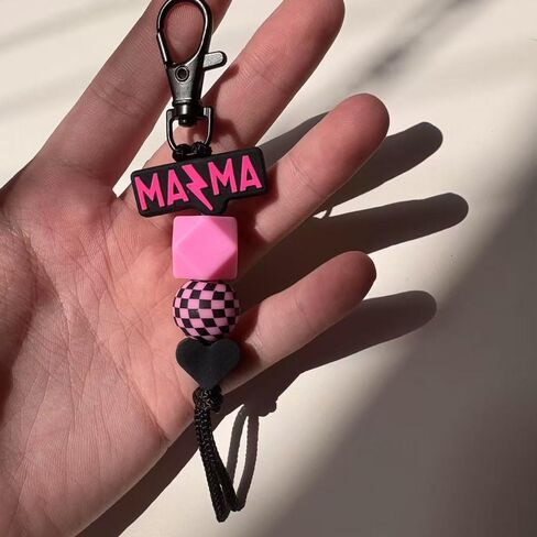 Mama Keychain Checkered Black Mom Key Ring for Car Keys Purse Backpack Mom Birthday Gifts Mothers Day Gift in Kuwait
