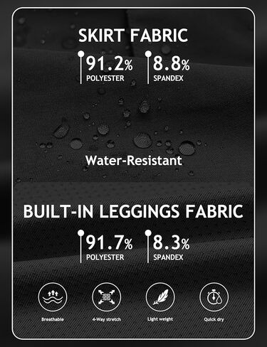 Mofiz نساء 18 "شحنات المشي لمسافات طويلة Skort Skirt Athletic High Weist Golf Golf Dary Sport Defor in Kuwait