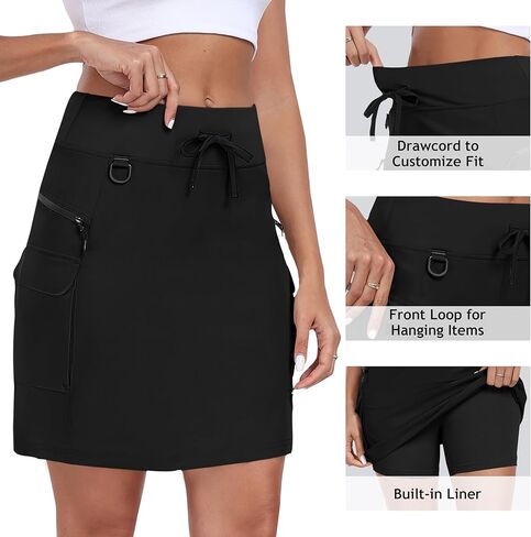 Mofiz نساء 18 "شحنات المشي لمسافات طويلة Skort Skirt Athletic High Weist Golf Golf Dary Sport Defor in Kuwait