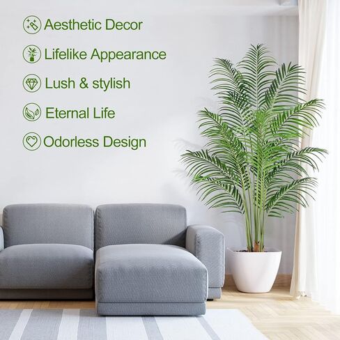 Artificial Palm Tree 6ft Tall Fake Palm Tree Indoor Decor with 18 Trunks and Real Bark Design Faux Tropical Areca Palm Silk Floor Plant in Pot for Home Office Living Room Bedroom Decor 2pcs in Kuwait