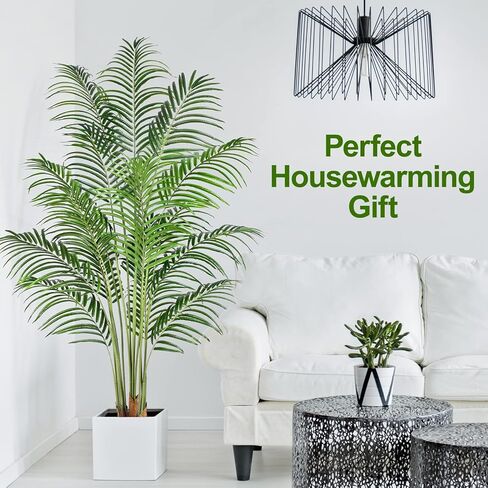 Artificial Palm Tree 6ft Tall Fake Palm Tree Indoor Decor with 18 Trunks and Real Bark Design Faux Tropical Areca Palm Silk Floor Plant in Pot for Home Office Living Room Bedroom Decor 2pcs in Kuwait