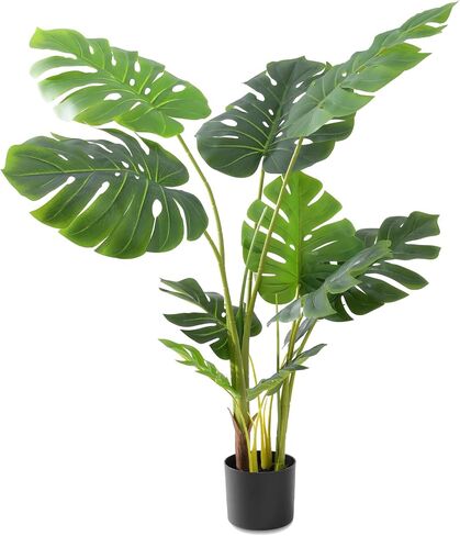Artificial Tree-Faux Plants Indoor Outdoor- Keloteven 4FT Artificial Monstera Fake Tall Tree 11 Leaves - Artificial Plants for Home Decor, Office, Living Room and Pito Decoration, MD120 in Saudi Arabia