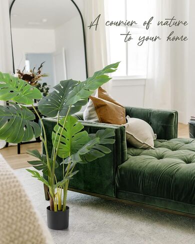 Artificial Tree-Faux Plants Indoor Outdoor- Keloteven 4FT Artificial Monstera Fake Tall Tree 11 Leaves - Artificial Plants for Home Decor, Office, Living Room and Pito Decoration, MD120 in Saudi Arabia